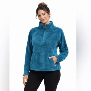 The North Face Teal Fleece  Cozy Quarter Zip Pullover Jacket